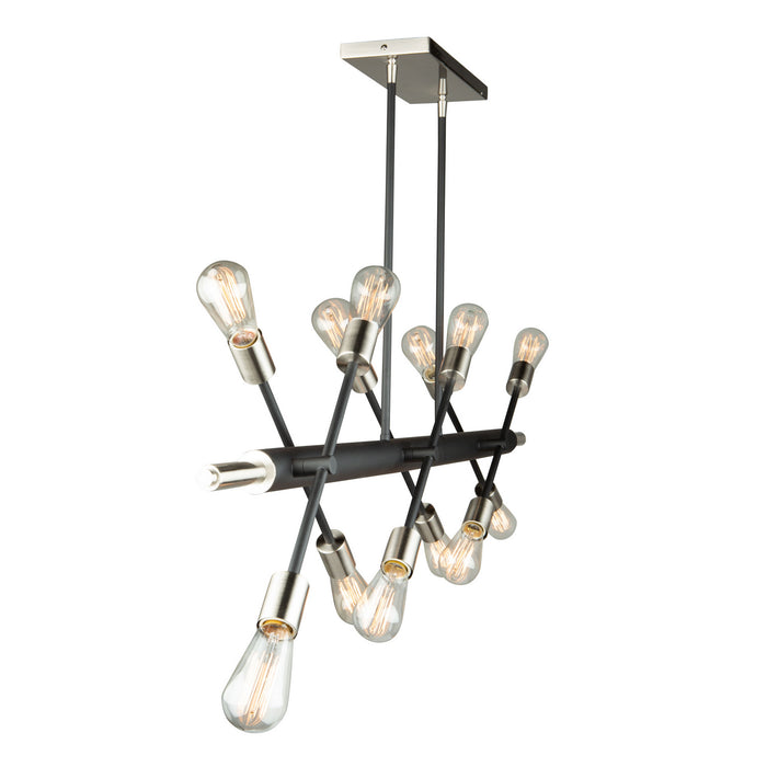 12 Light Island Pendant from the Truro collection in Matte Black and Brushed Nickle finish