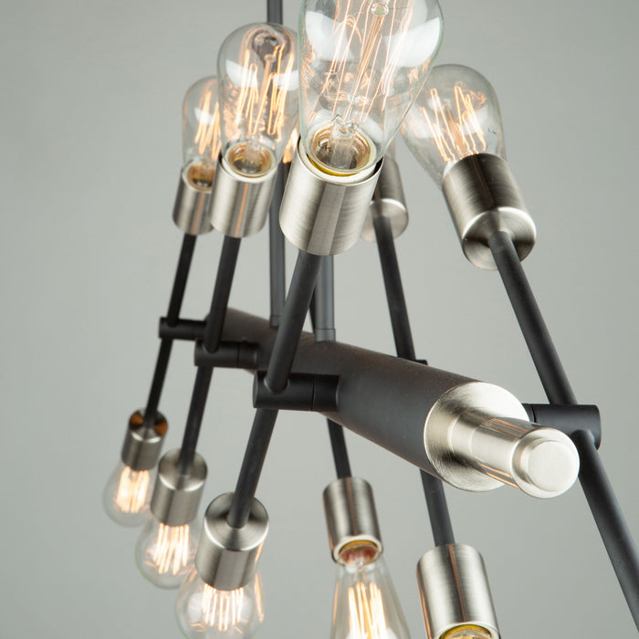 12 Light Island Pendant from the Truro collection in Matte Black and Brushed Nickle finish