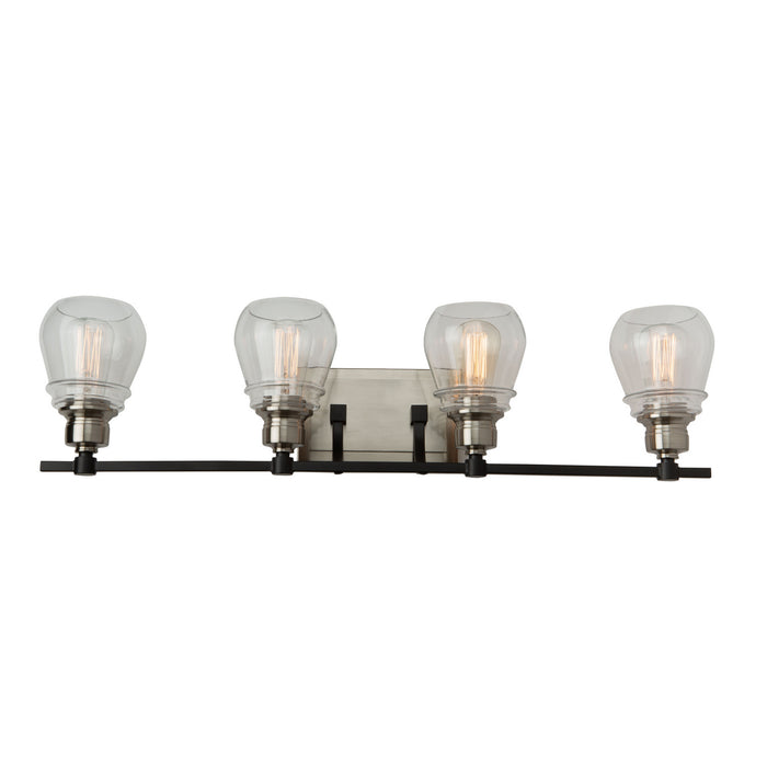 Four Light Vanity from the Nelson collection in Black and Brushed Nickel finish