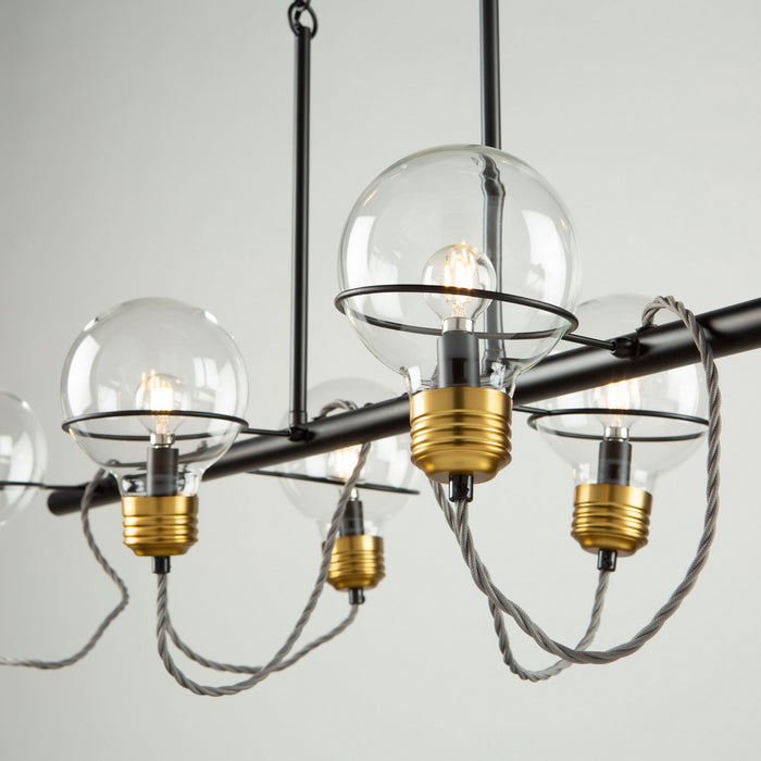 Six Light Island Pendant from the Martina collection in Black and Brushed Brass finish