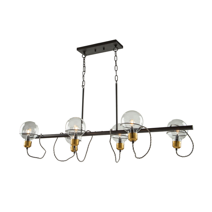 Six Light Island Pendant from the Martina collection in Black and Brushed Brass finish
