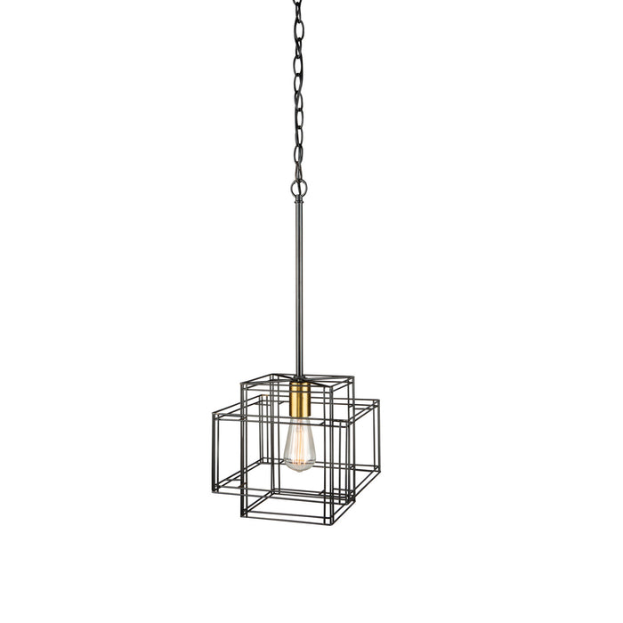 One Light Pendant from the Artisan collection in Black and Brushed Brass finish
