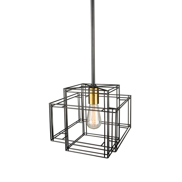 One Light Pendant from the Artisan collection in Black and Brushed Brass finish