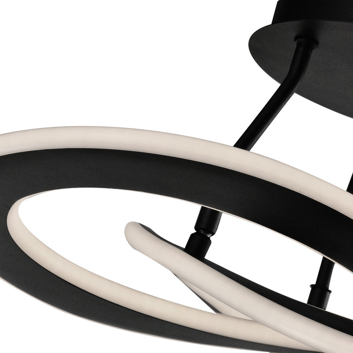 LED Semi Flushmount from the Wave collection in Black finish