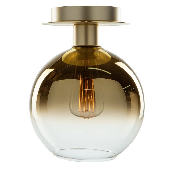 One Light Semi-Flush Mount from the Morning Mist collection in Gold finish