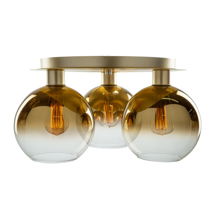 Three Light Semi-Flush Mount from the Morning Mist collection in Gold finish