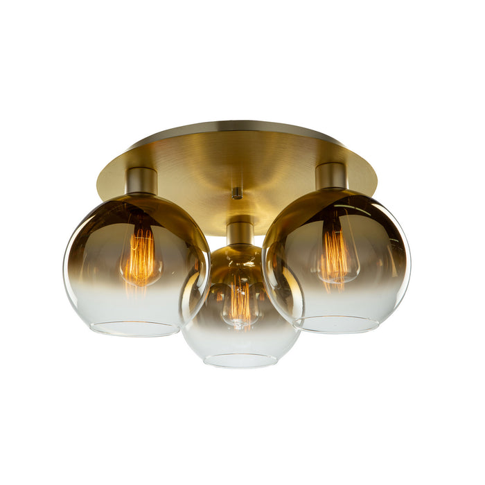 Three Light Semi-Flush Mount from the Morning Mist collection in Gold finish