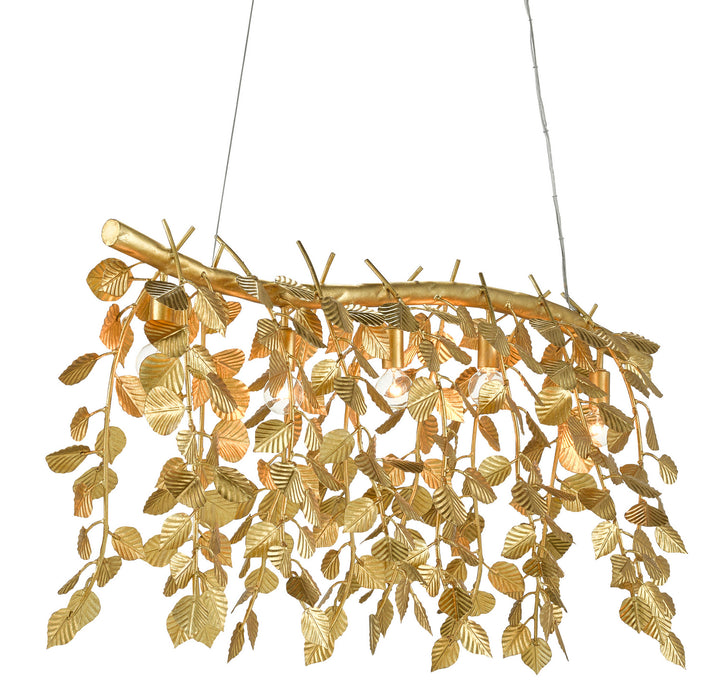 Five Light Chandelier in Contemporary Gold Leaf finish