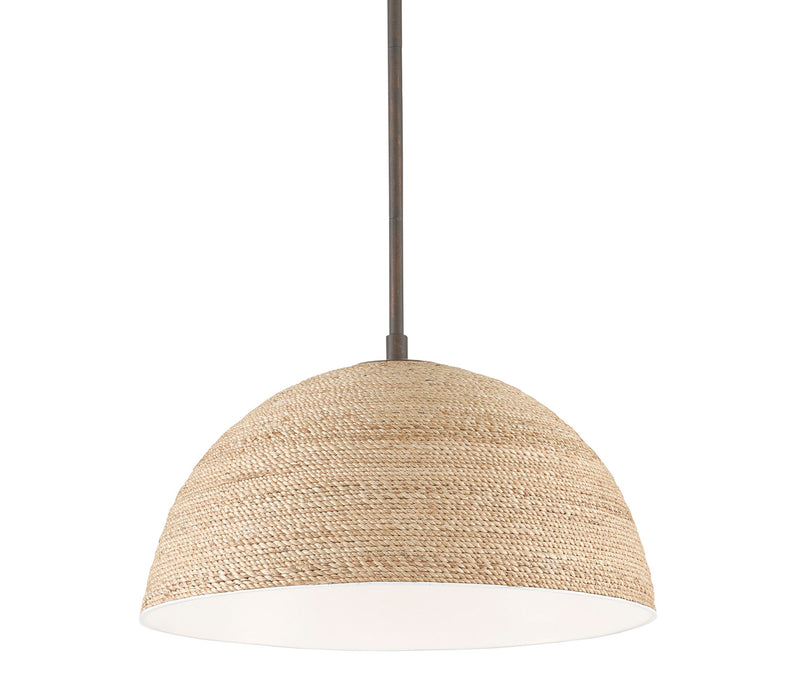 One Light Pendant in Bronze Gold/Sugar White/Abaca Rope finish