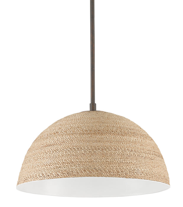One Light Pendant in Bronze Gold/Sugar White/Abaca Rope finish