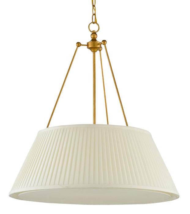 One Light Pendant in Antique Gold Leaf/White finish