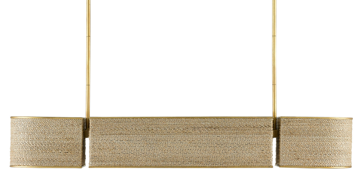 Four Light Chandelier in Contemporary Gold Leaf/Abaca Rope finish