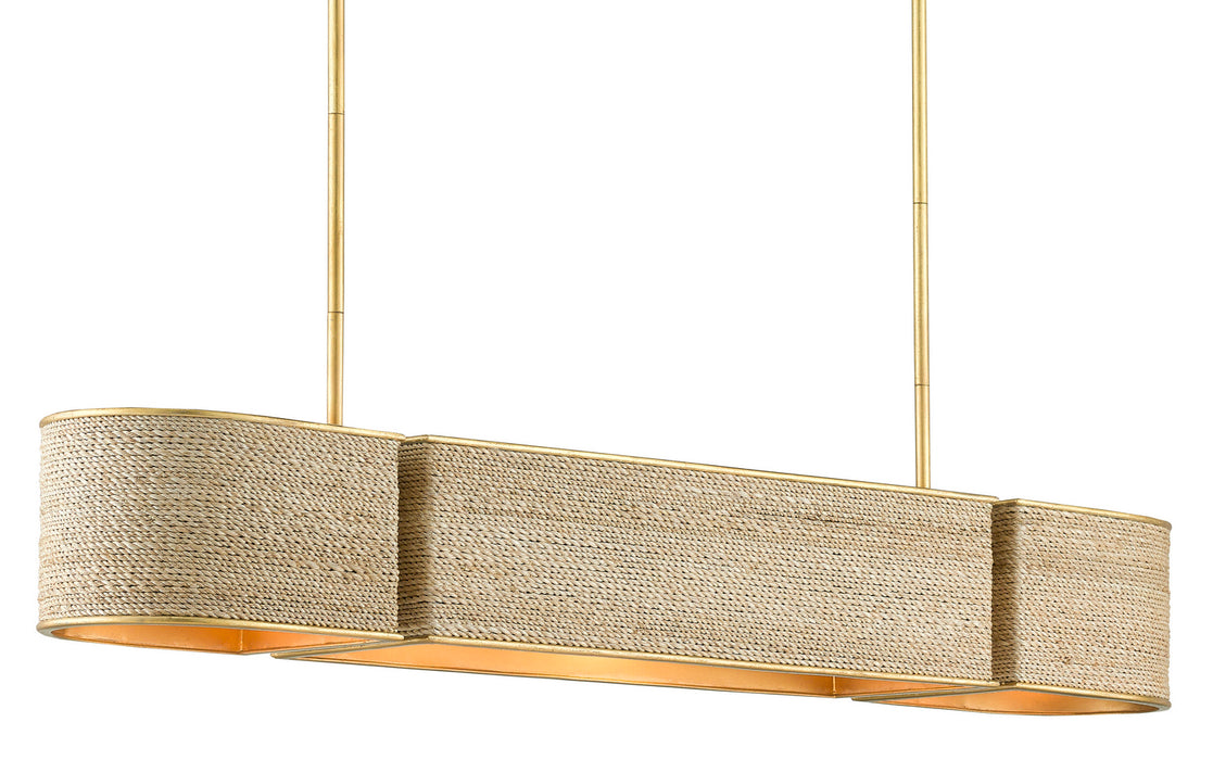 Four Light Chandelier in Contemporary Gold Leaf/Abaca Rope finish