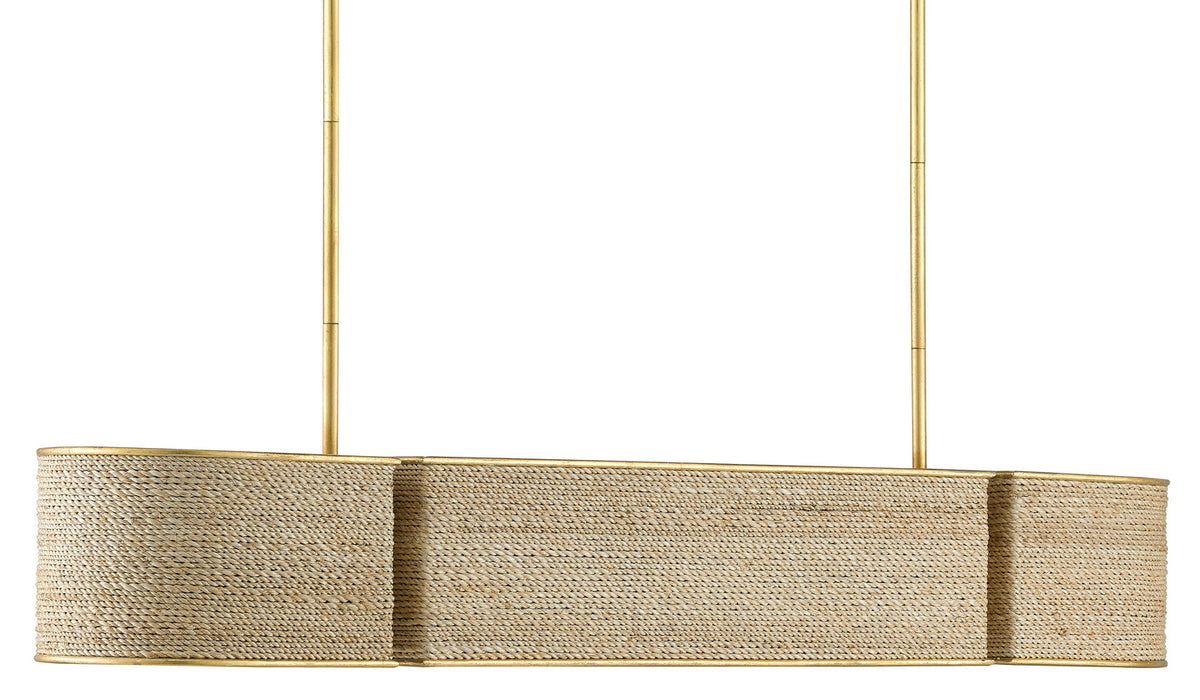 Four Light Chandelier in Contemporary Gold Leaf/Abaca Rope finish