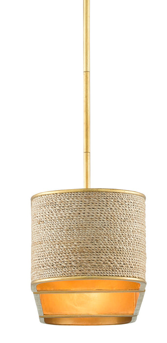 Four Light Chandelier in Contemporary Gold Leaf/Abaca Rope finish