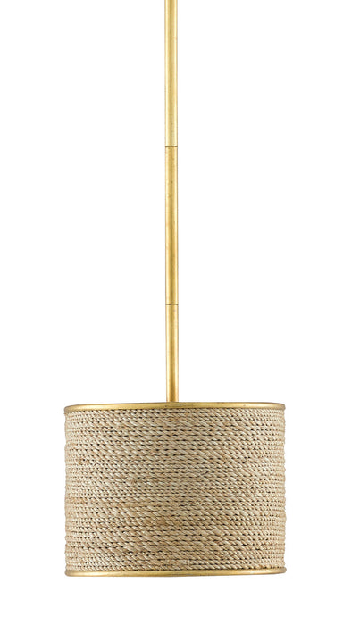 Four Light Chandelier in Contemporary Gold Leaf/Abaca Rope finish