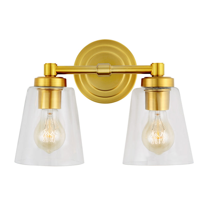 Two Light Vanity from the Wilshire collection in Satin Brass finish