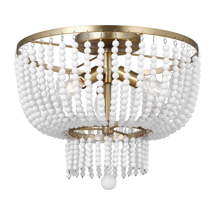 Three Light Semi-Flush Mount from the Jackie collection in Satin Brass finish