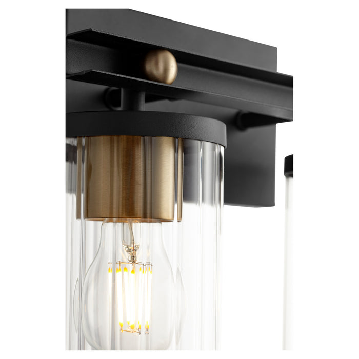 Two Light Vanity from the Empire collection in Noir w/ Aged Brass finish