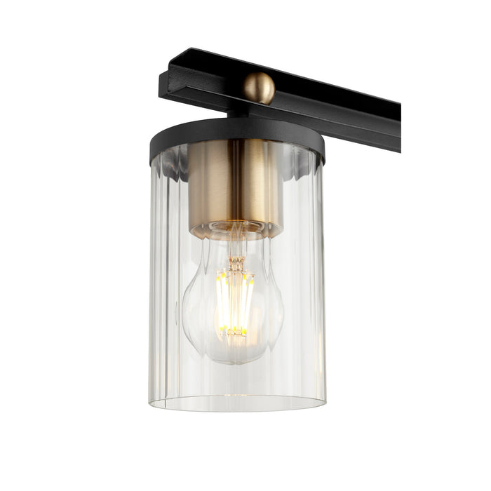 Four Light Vanity from the Empire collection in Noir w/ Aged Brass finish