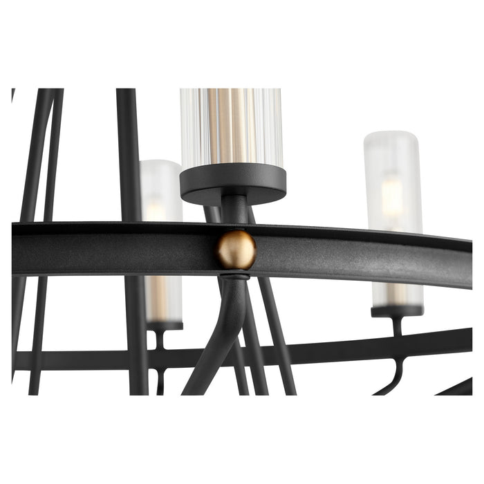 Nine Light Chandelier from the Empire collection in Noir w/ Aged Brass finish