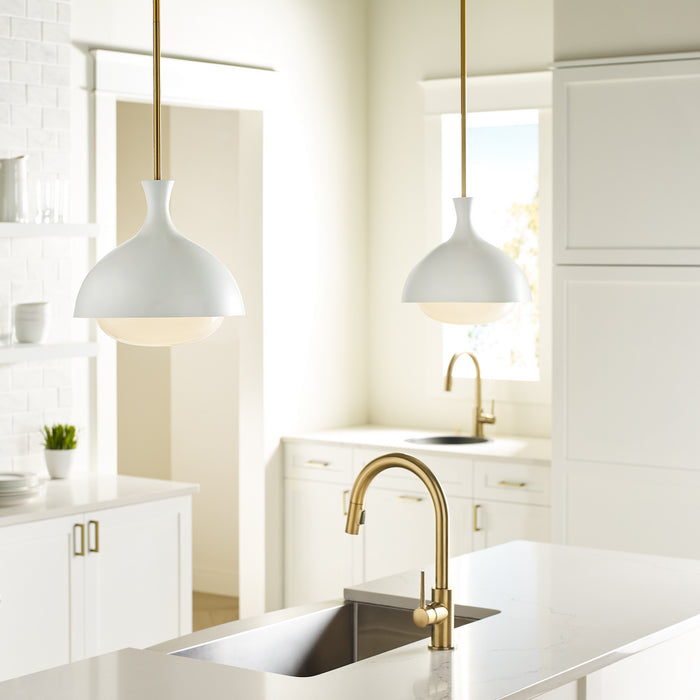 One Light Pendant from the Lucerne collection in Burnished Brass finish