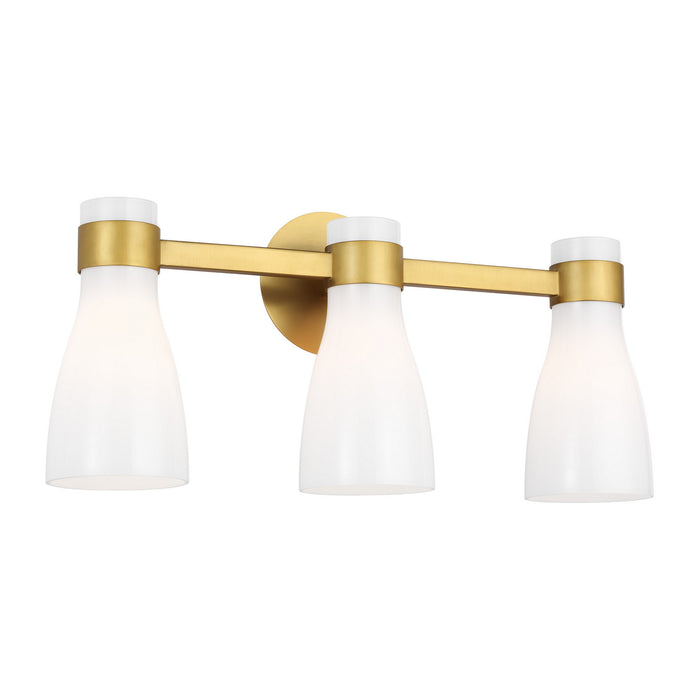 Three Light Vanity from the Moritz collection in Burnished Brass finish