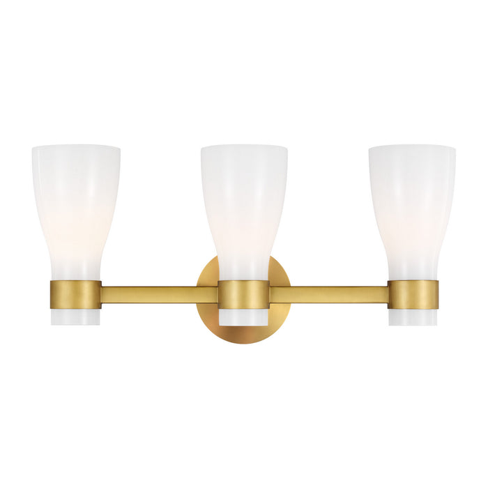 Three Light Vanity from the Moritz collection in Burnished Brass finish