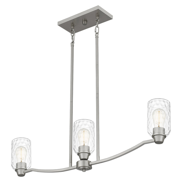 Three Light Linear Chandelier from the Acacia collection in Brushed Nickel finish