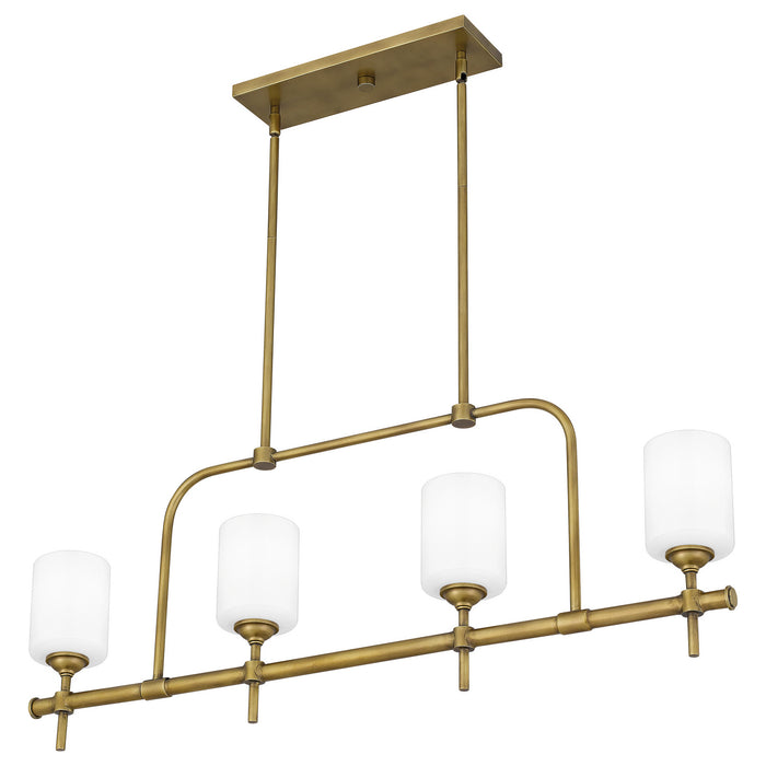 Four Light Linear Chandelier from the Aria collection in Weathered Brass finish