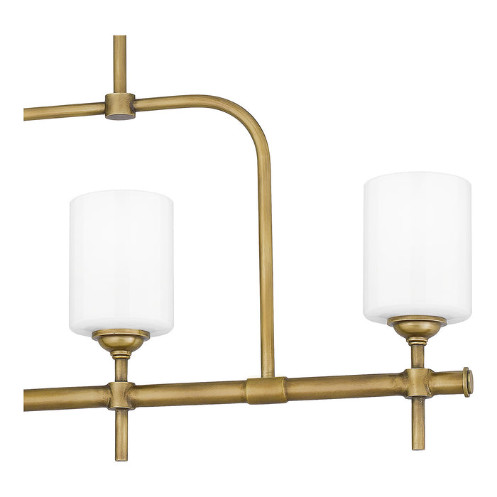 Four Light Linear Chandelier from the Aria collection in Weathered Brass finish