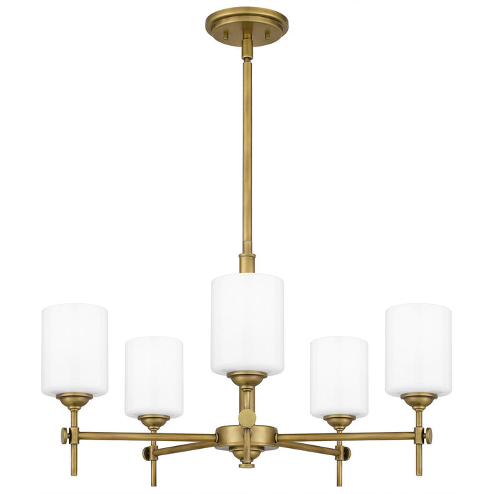 Five Light Chandelier from the Aria collection in Weathered Brass finish