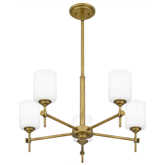 Five Light Chandelier from the Aria collection in Weathered Brass finish