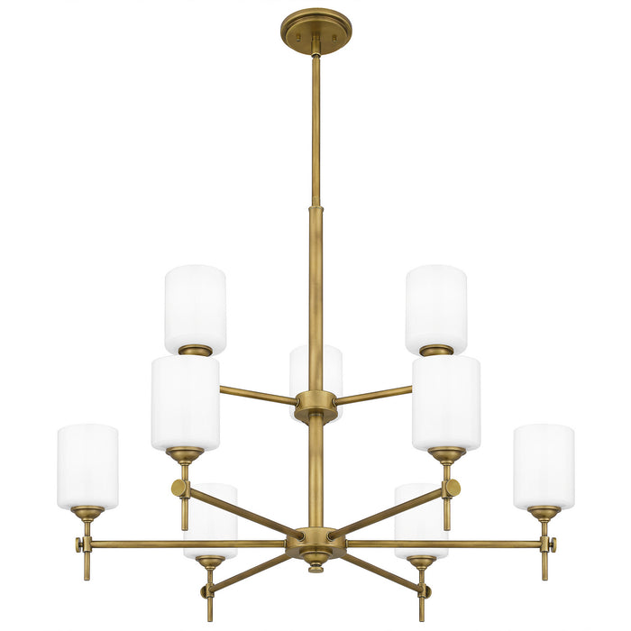 Nine Light Chandelier from the Aria collection in Weathered Brass finish