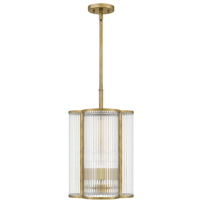 Four Light Pendant from the Aster collection in Weathered Brass finish