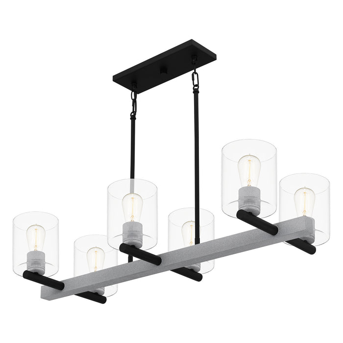 Six Light Linear Chandelier from the Caldwell collection in Matte Black finish