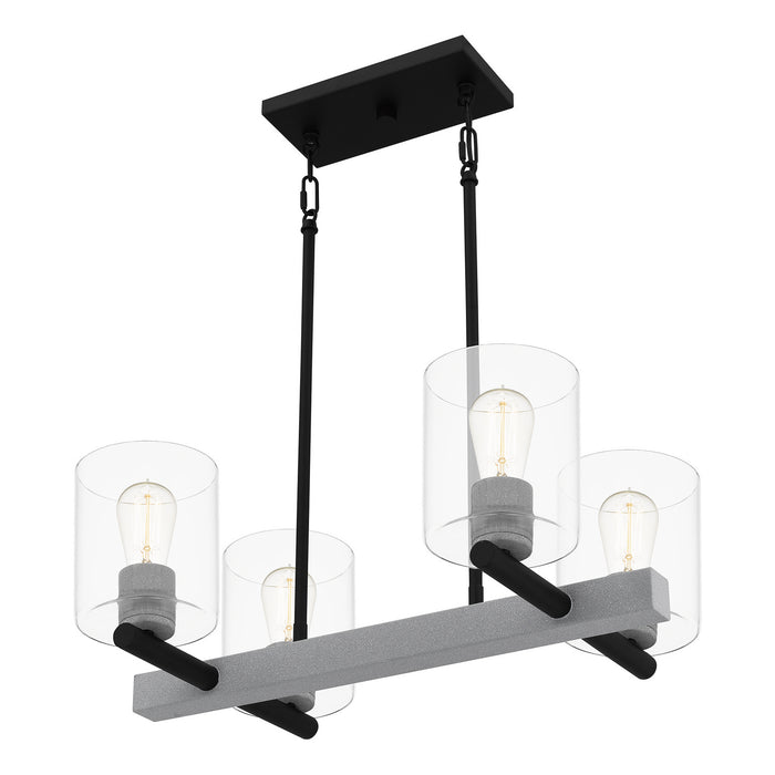 Four Light Linear Chandelier from the Caldwell collection in Matte Black finish