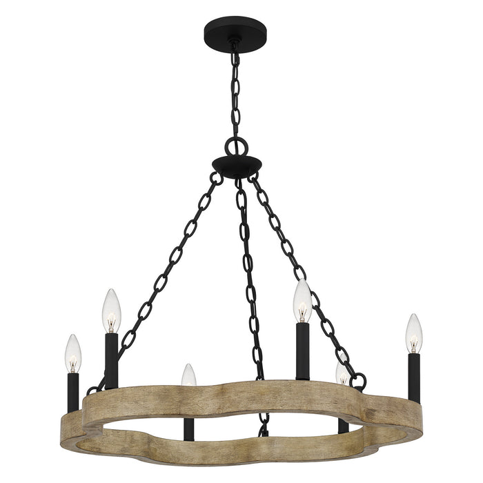 Six Light Chandelier from the Croix collection in Matte Black finish