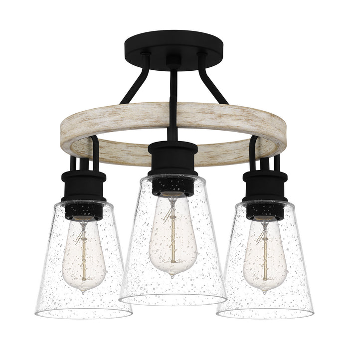 Three Light Semi Flush Mount from the Kingsbridge collection in Earth Black finish