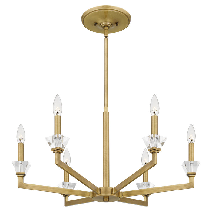Six Light Chandelier from the Lottie collection in Aged Brass finish