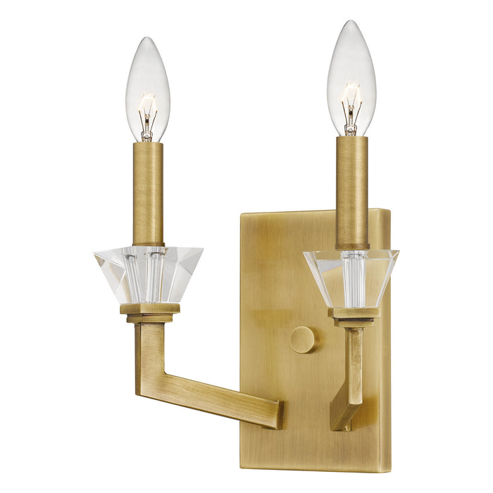 Two Light Wall Sconce from the Lottie collection in Aged Brass finish
