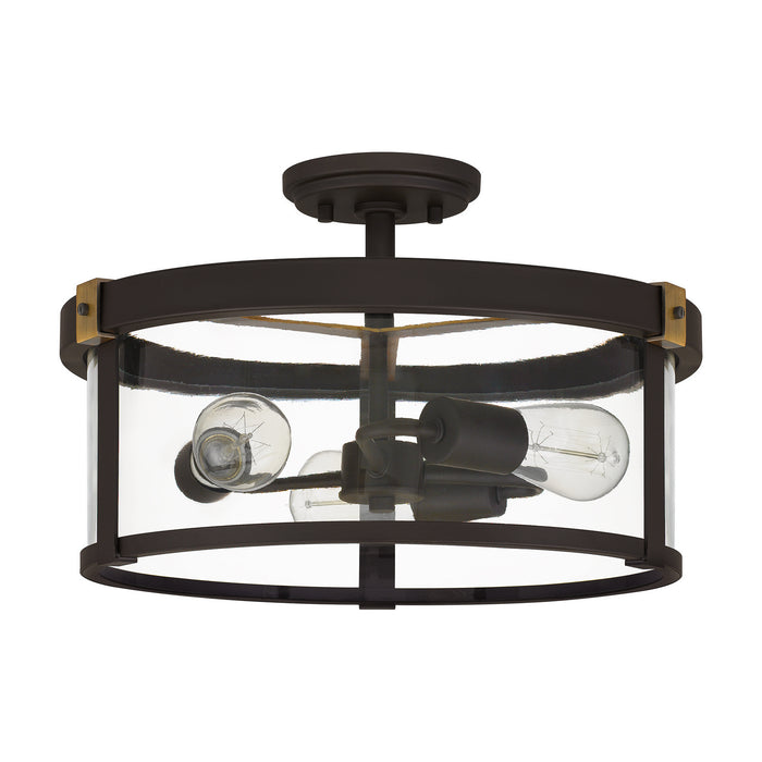 Three Light Semi Flush Mount from the Lisbon collection in Old Bronze finish