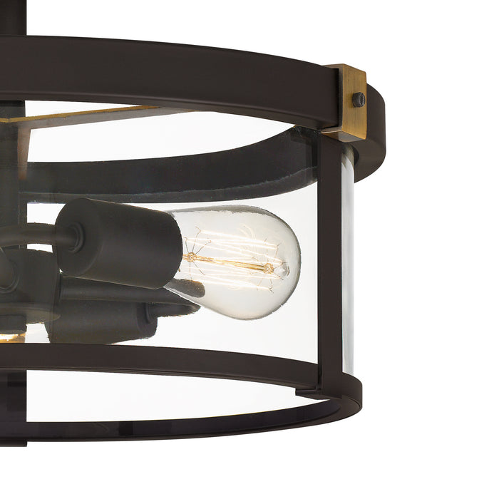 Three Light Semi Flush Mount from the Lisbon collection in Old Bronze finish