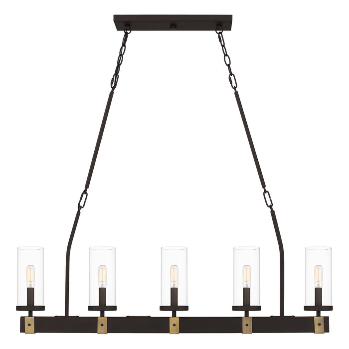 Five Light Linear Chandelier from the Lisbon collection in Old Bronze finish