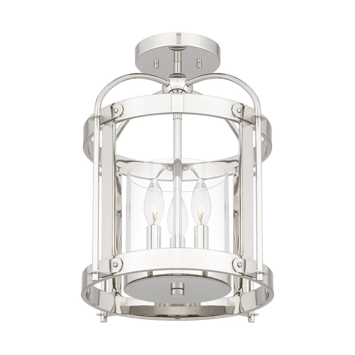 Three Light Semi Flush Mount from the McPherson collection in Polished Nickel finish