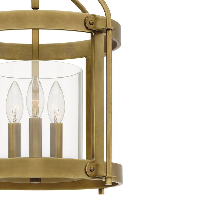 Three Light Semi Flush Mount from the McPherson collection in Weathered Brass finish