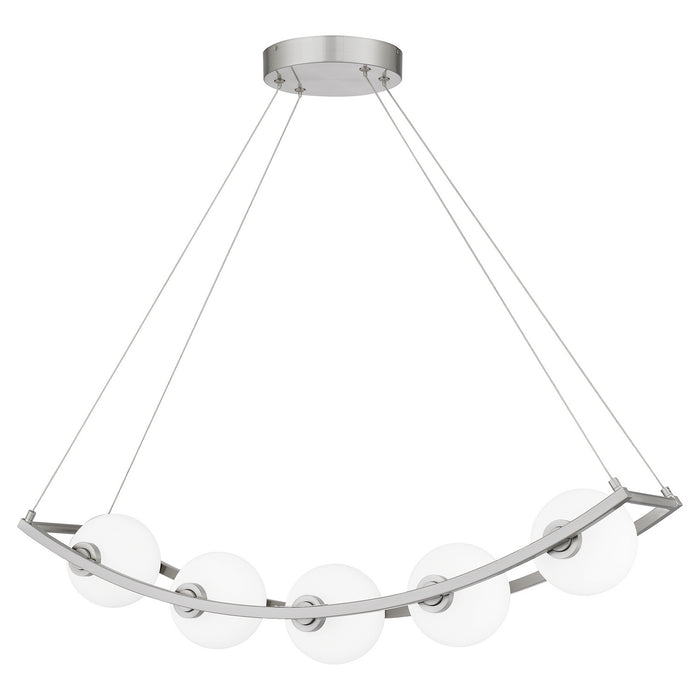 Five Light Linear Chandelier from the Enzo collection in Brushed Nickel finish