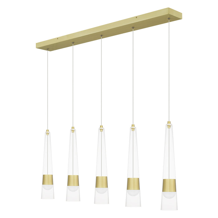 LED Linear Chandelier from the Zia collection in Satin Gold finish