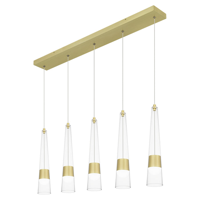 LED Linear Chandelier from the Zia collection in Satin Gold finish