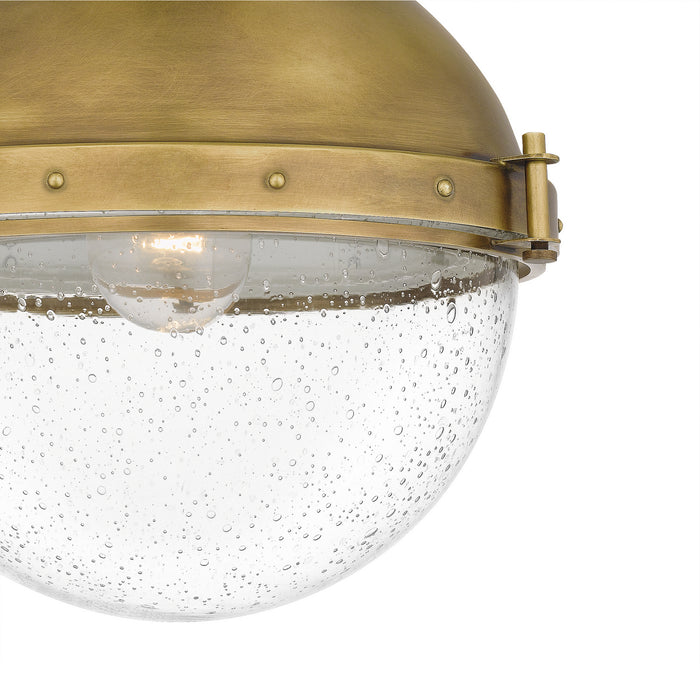 One Light Semi Flush Mount from the Perrine collection in Weathered Brass finish